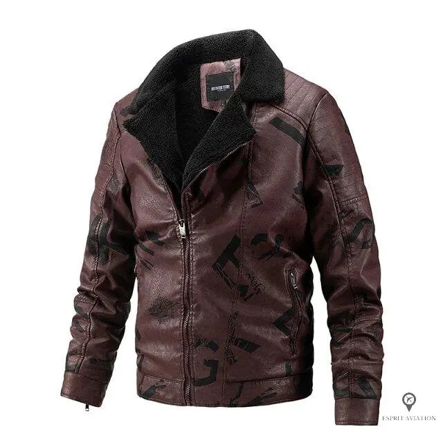 Blouson Aviateur Homme Simili Cuir et Fausse Fourrure