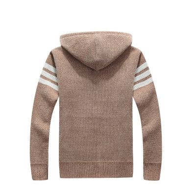 Cardigan à capuche en laine pour hommes avec fourrure peluche