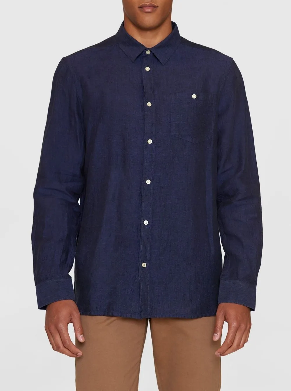 Chemise en lin bio | marine "regular linen shirt yarndyed" 1450 yarndyed homme