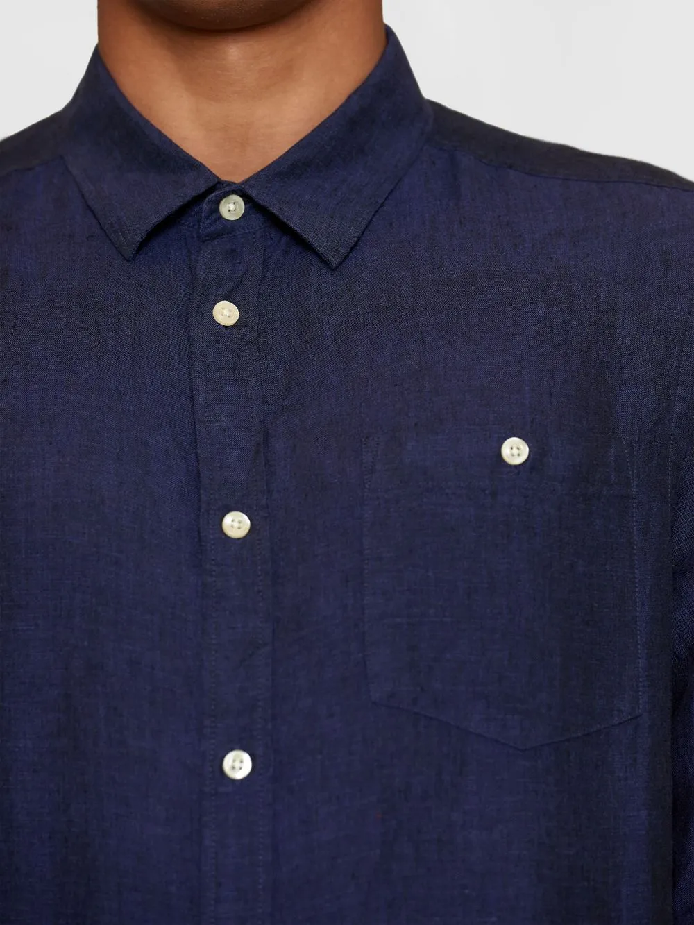 Chemise en lin bio | marine "regular linen shirt yarndyed" 1450 yarndyed homme