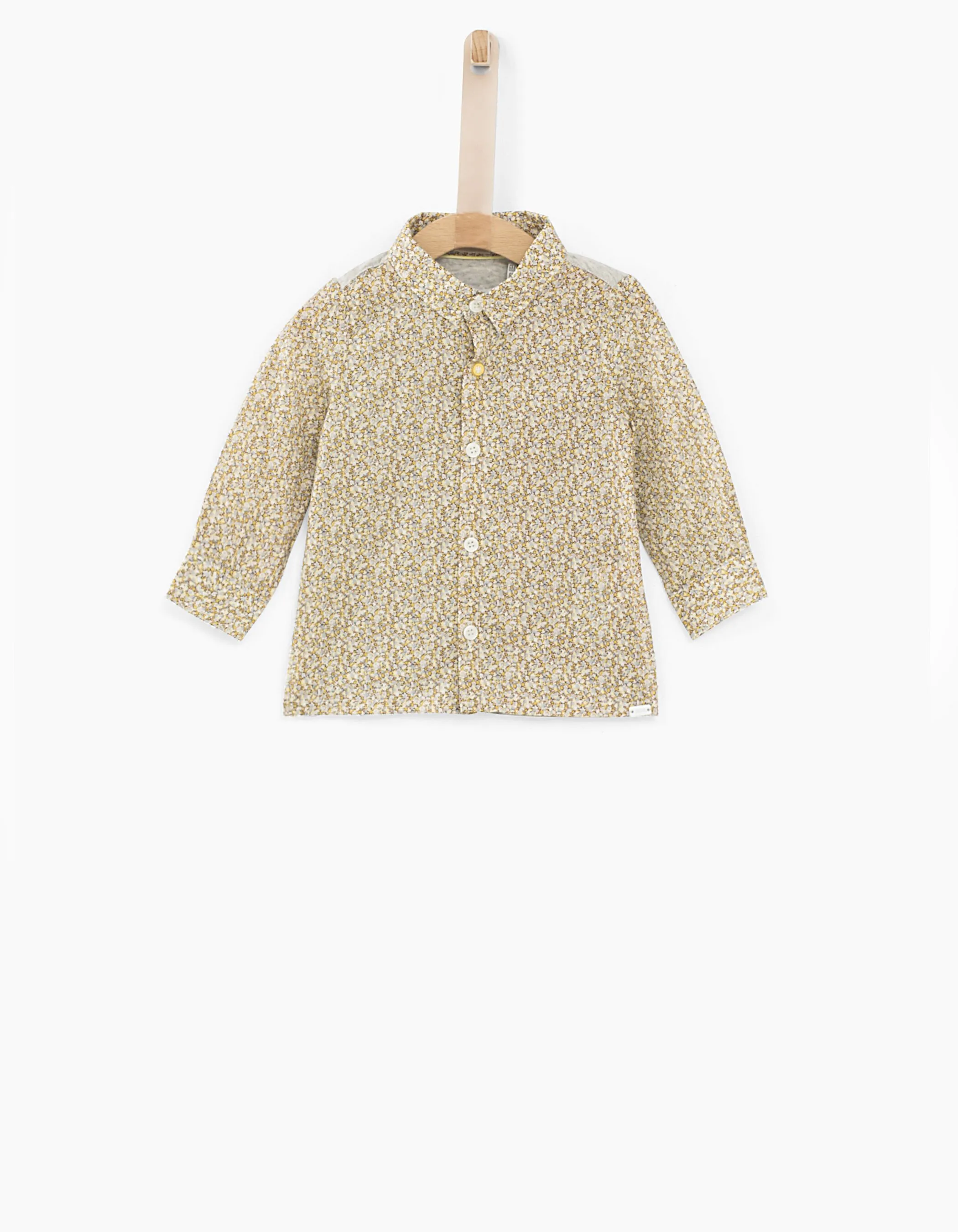 Chemise jaune moyen tissu Liberty à fleurs bébé garçon 