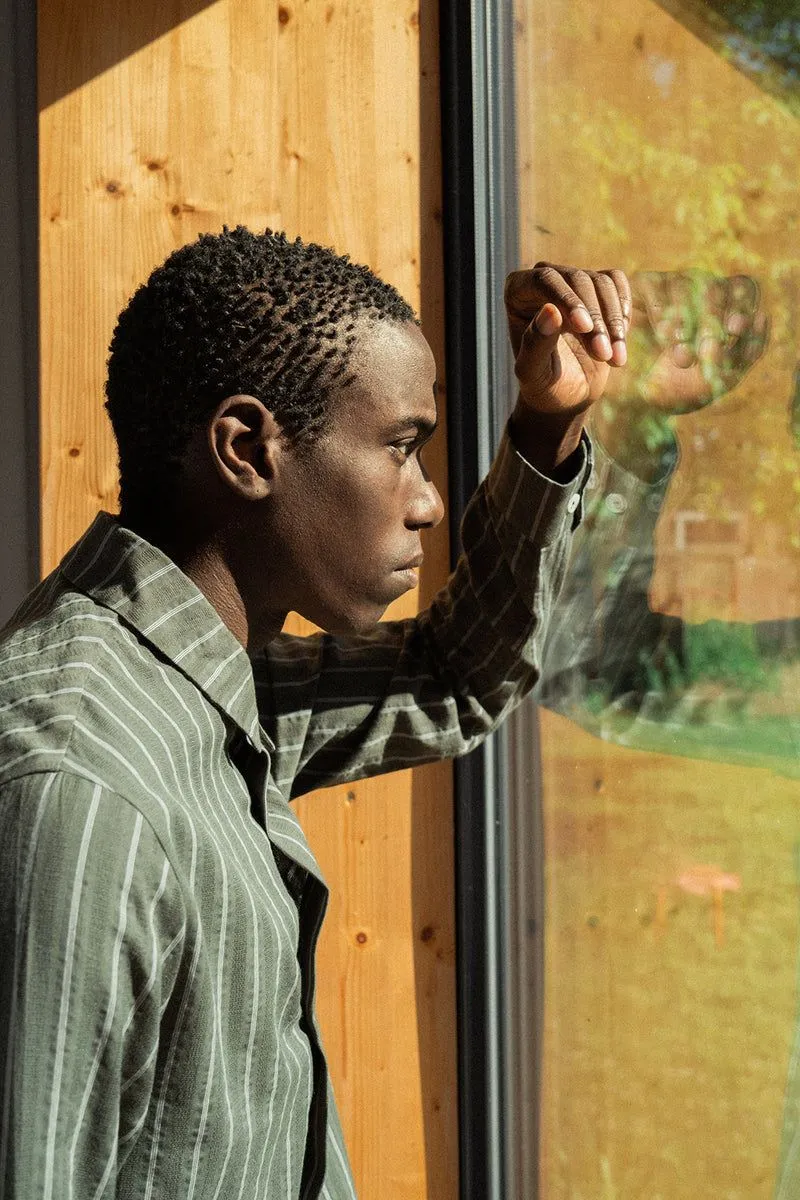 Chemise rayée en coton bio | vert olive "square shirt olive stripe" homme