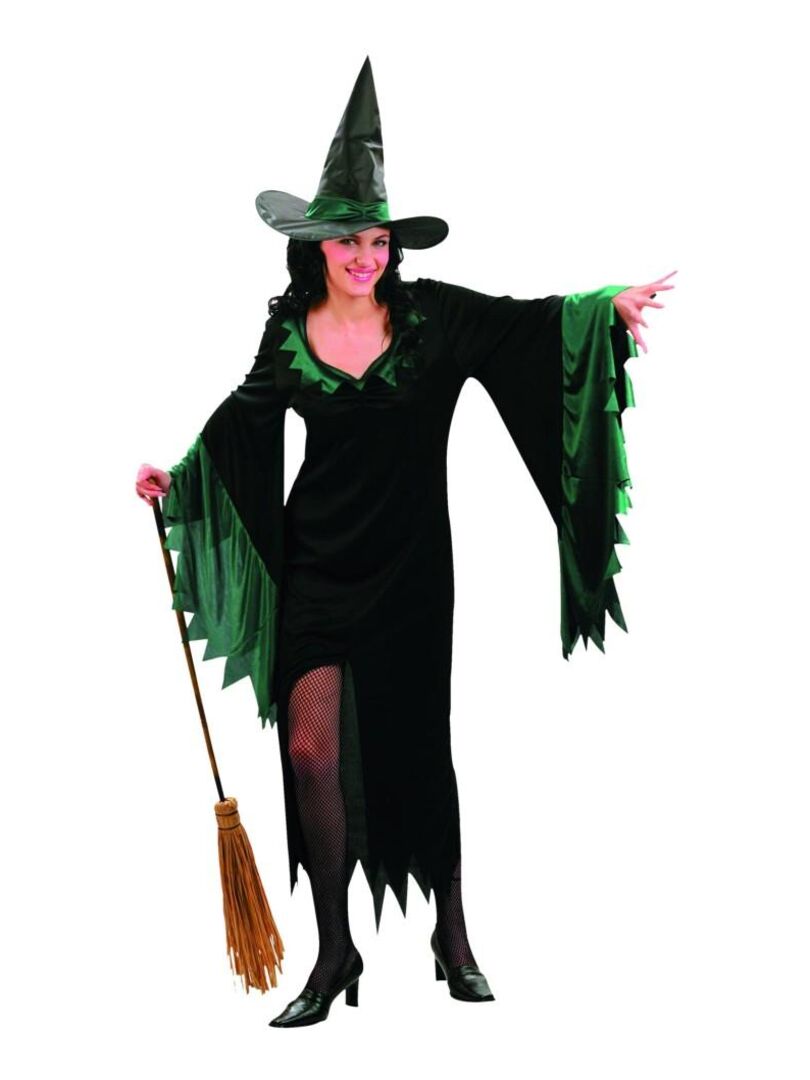 Déguisement Sorcière verte Femme Halloween Luxe - Vert