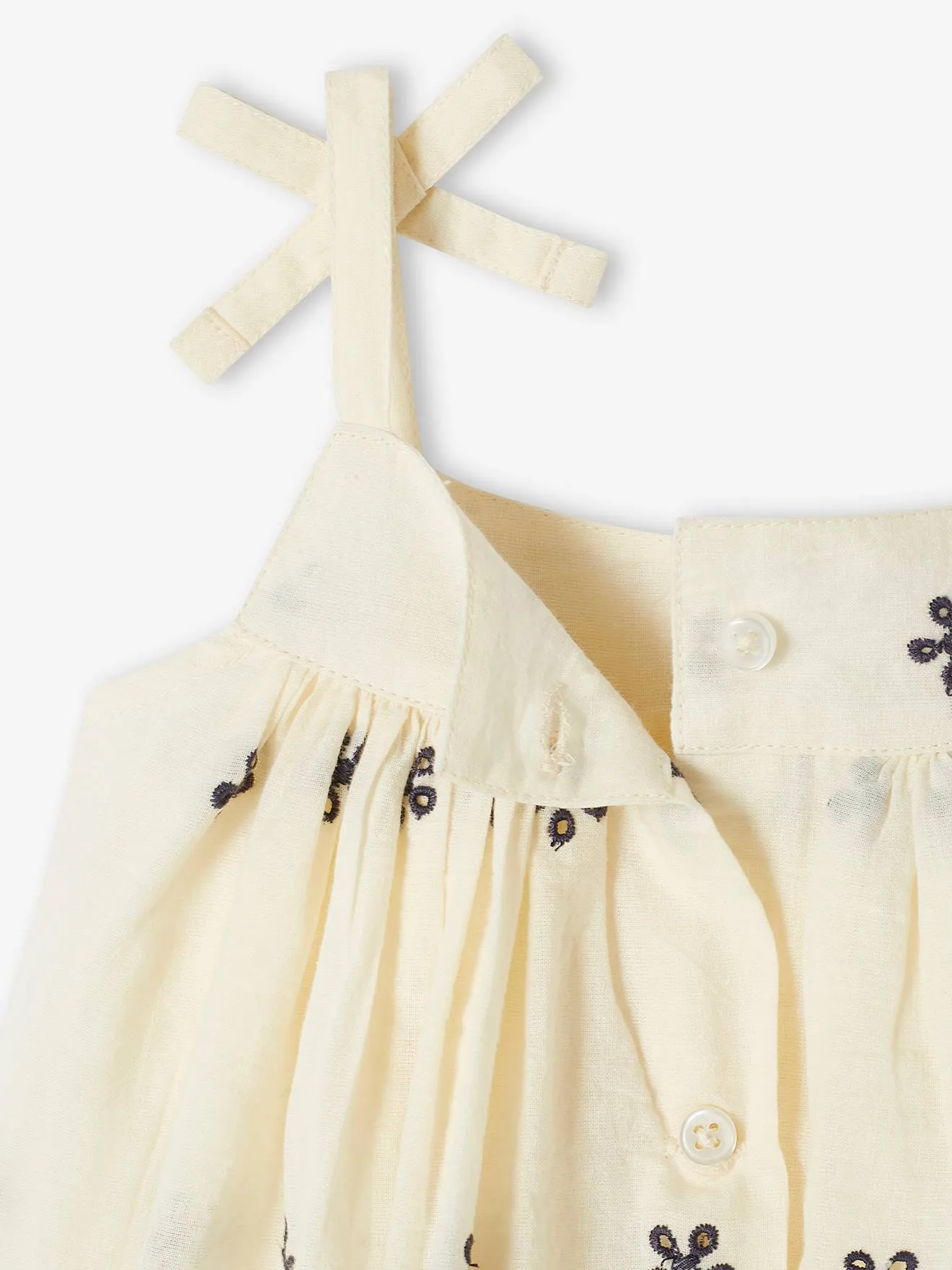 Ensemble bébé robe brodée, bloomer et bandeau assorti écru - Vertbaudet