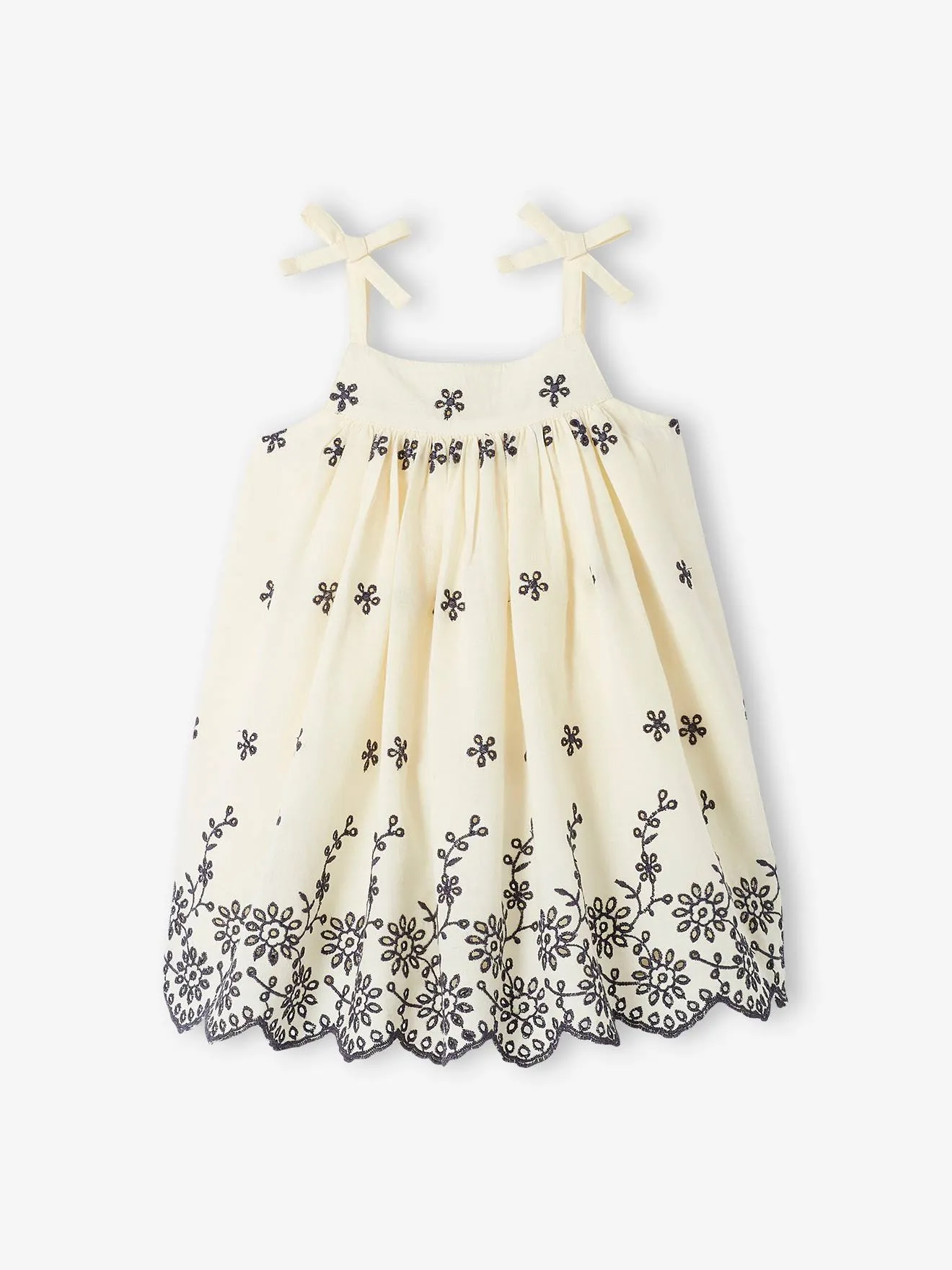 Ensemble bébé robe brodée, bloomer et bandeau assorti écru - Vertbaudet