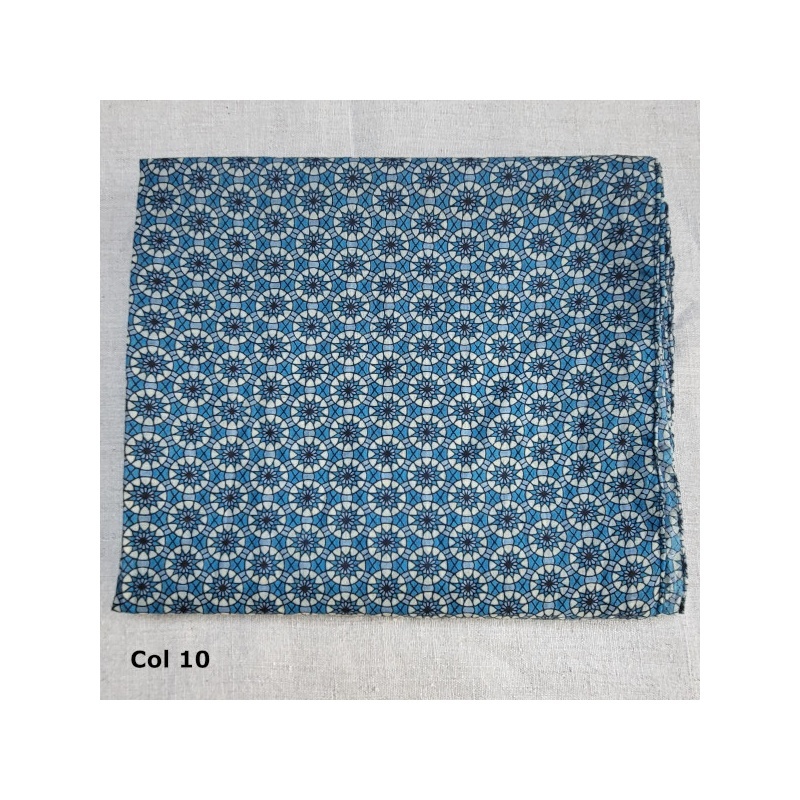 Foulard imprimé bleu jean et rouge en 100% coton, homme et femme