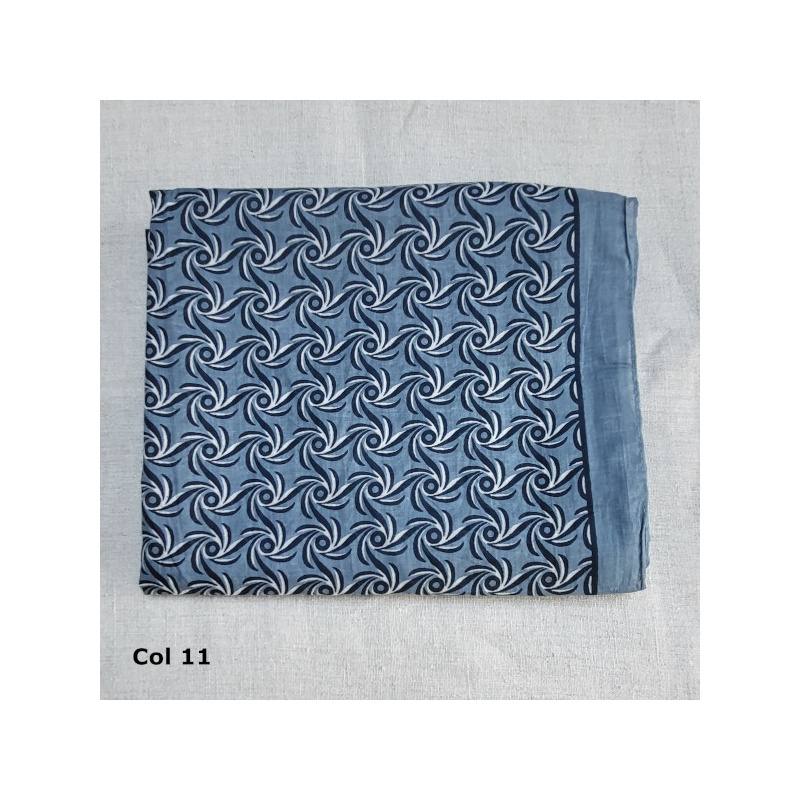 Foulard imprimé bleu jean et rouge en 100% coton, homme et femme