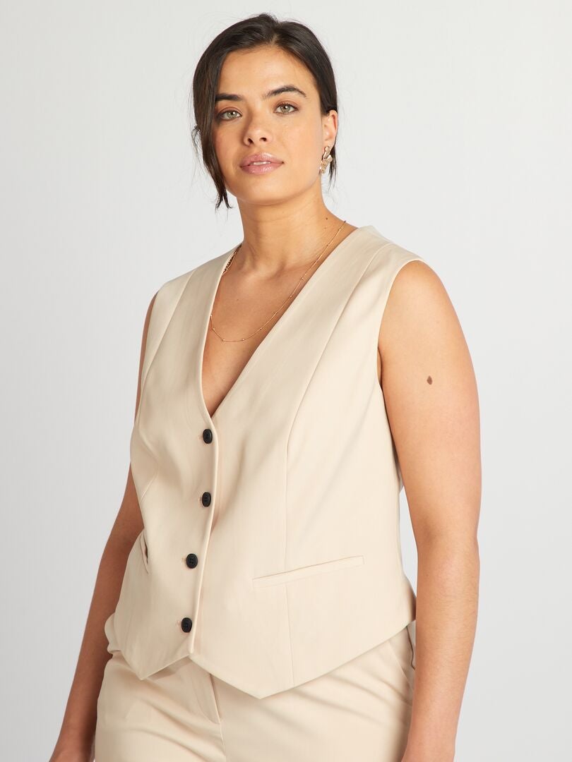 Gilet court de tailleur sans manches - Beige