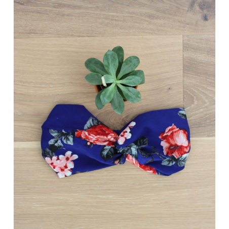 Headband fleuri - Bleu et rouge