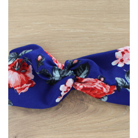 Headband fleuri - Bleu et rouge