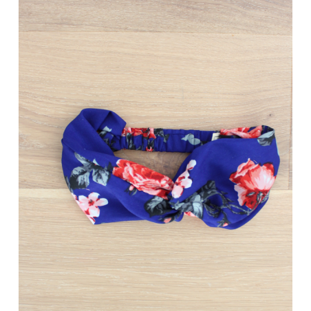 Headband fleuri - Bleu et rouge