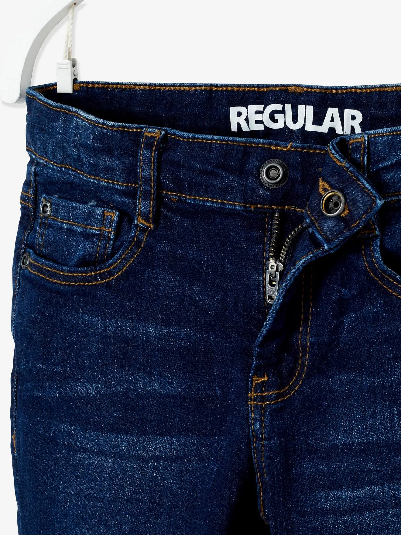 Jean droit MorphologiK LARGE "waterless" garçon denim brut - Vertbaudet