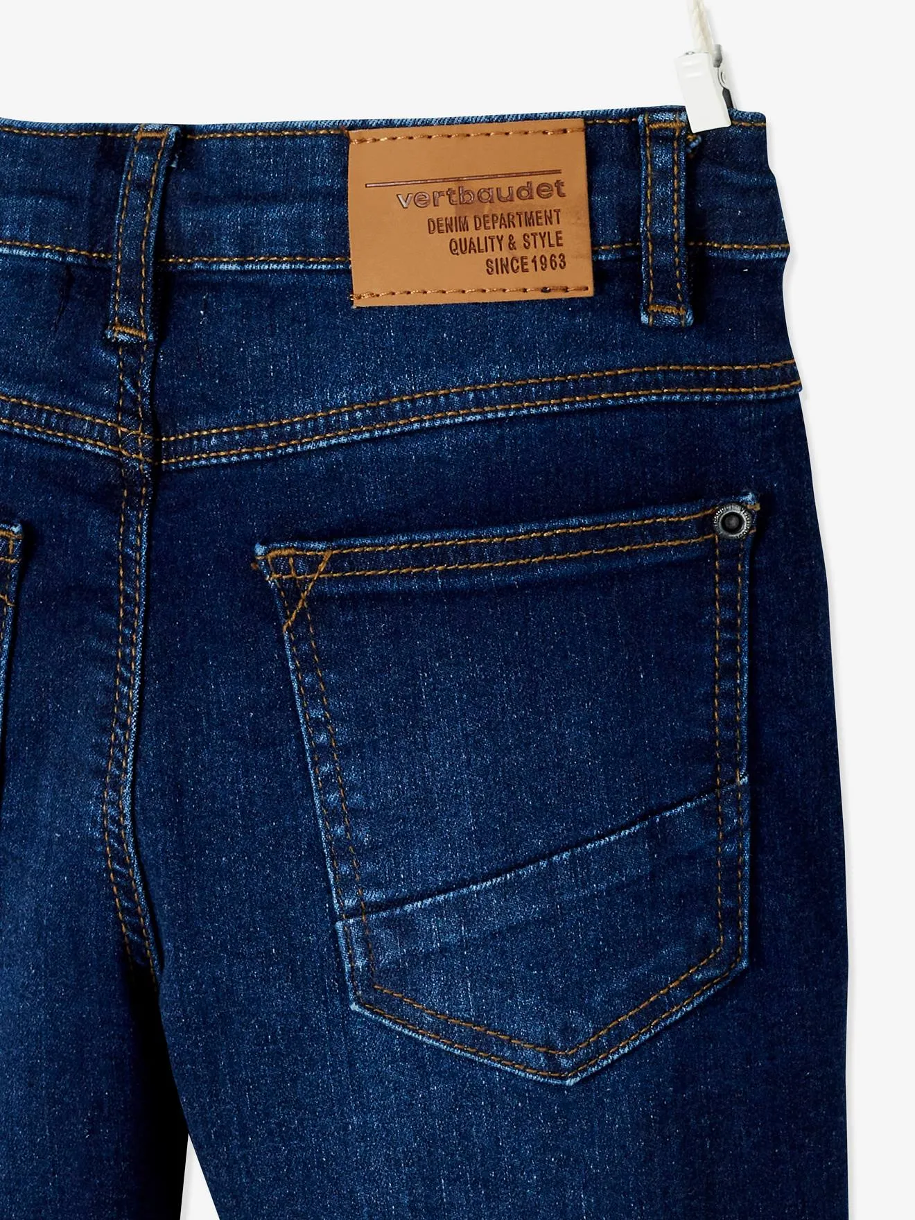 Jean droit MorphologiK LARGE "waterless" garçon denim brut - Vertbaudet