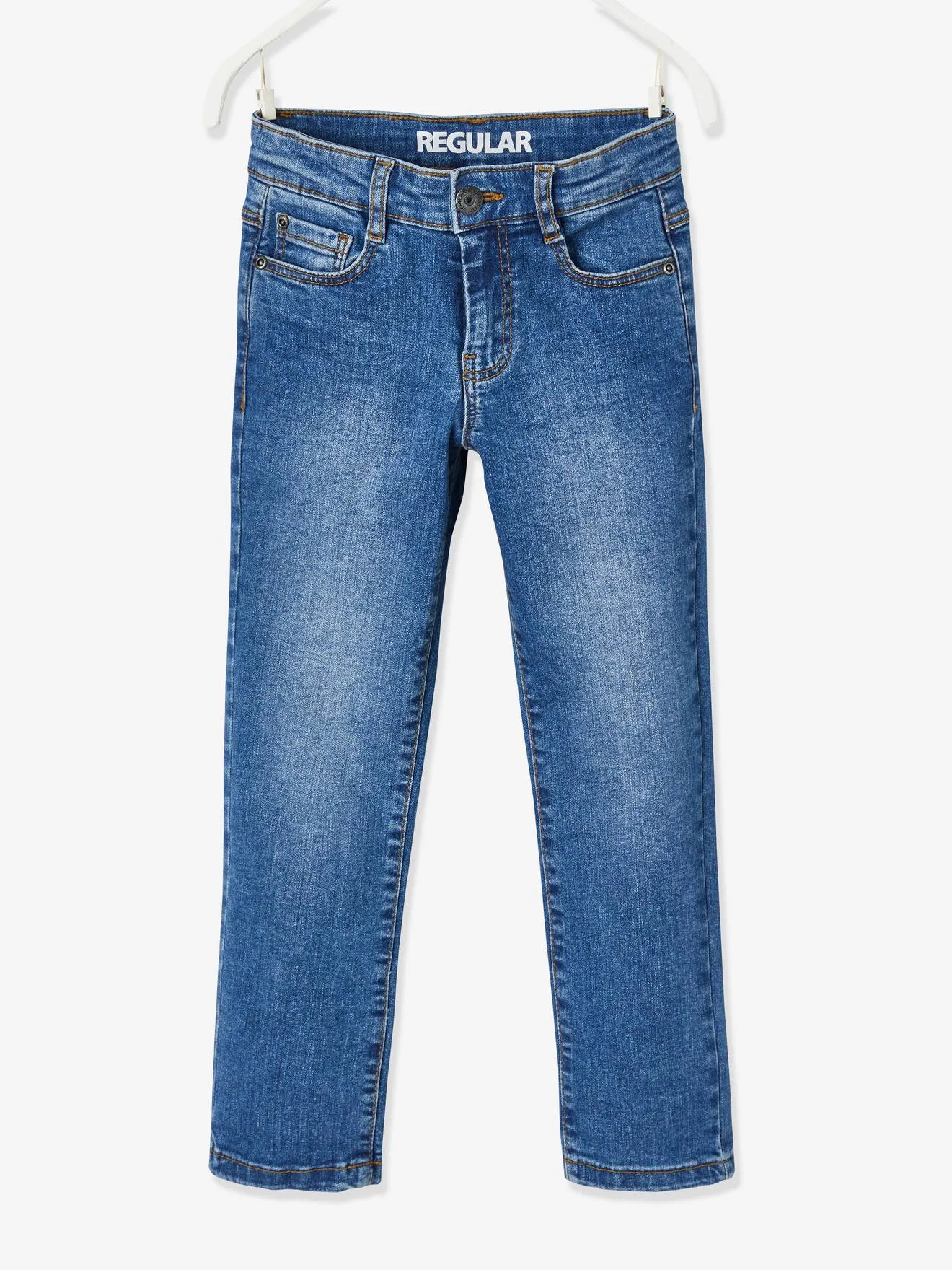 Jean droit MorphologiK LARGE "waterless" garçon denim brut - Vertbaudet