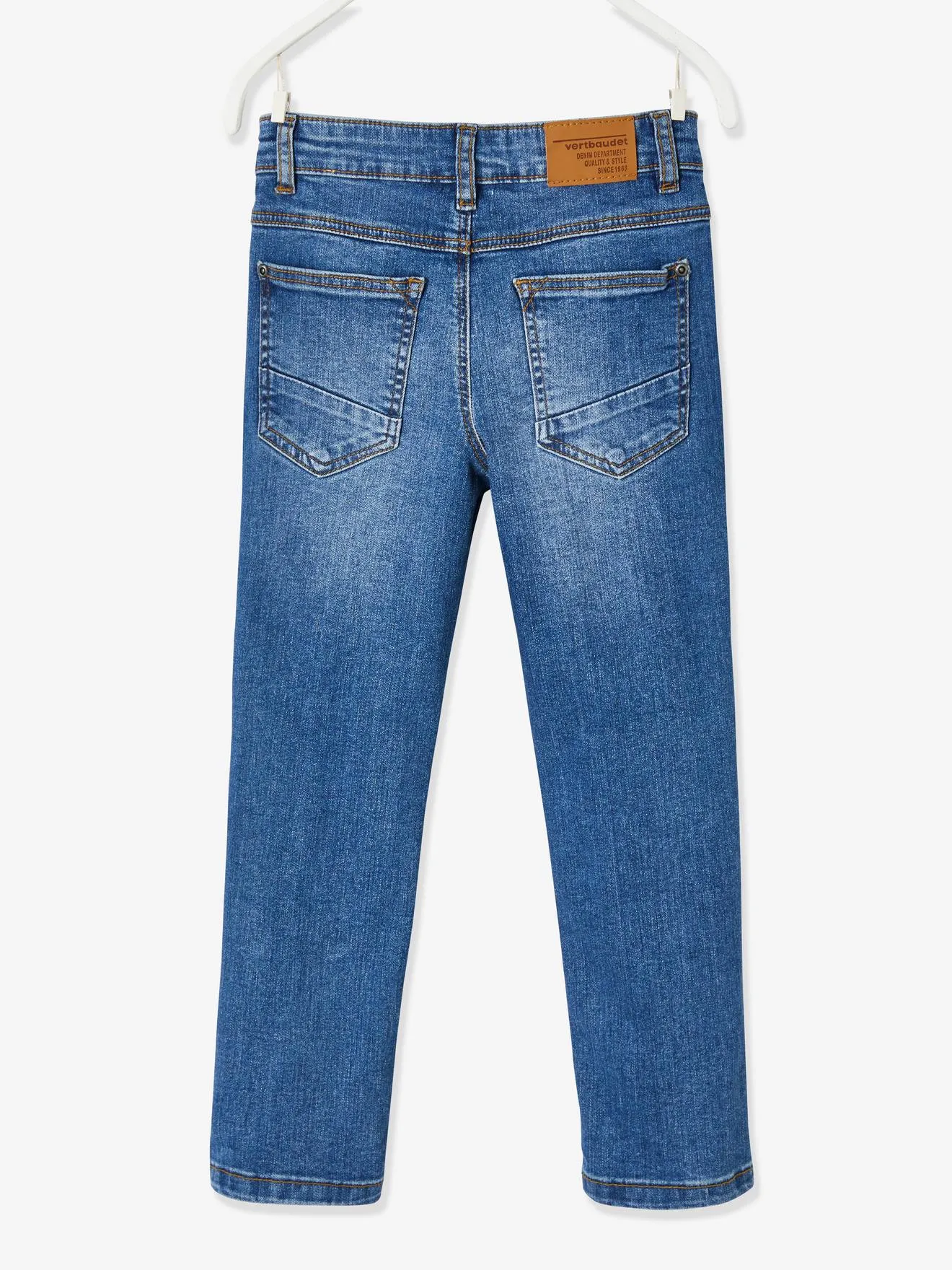 Jean droit MorphologiK LARGE "waterless" garçon denim brut - Vertbaudet