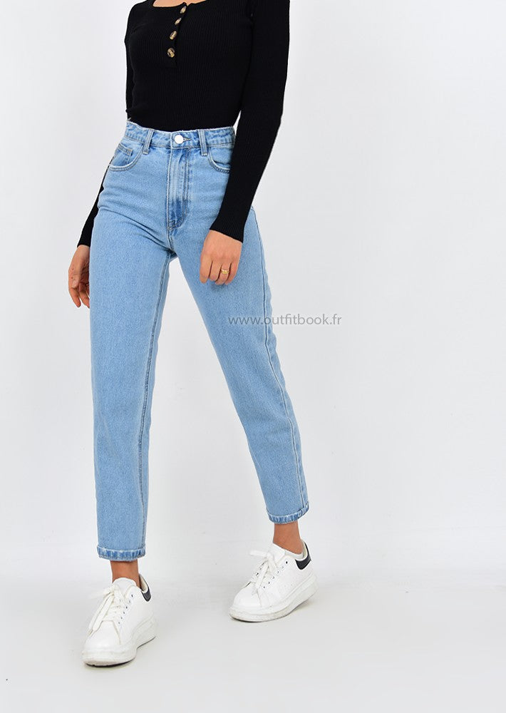 Jean mom fit bleu clair