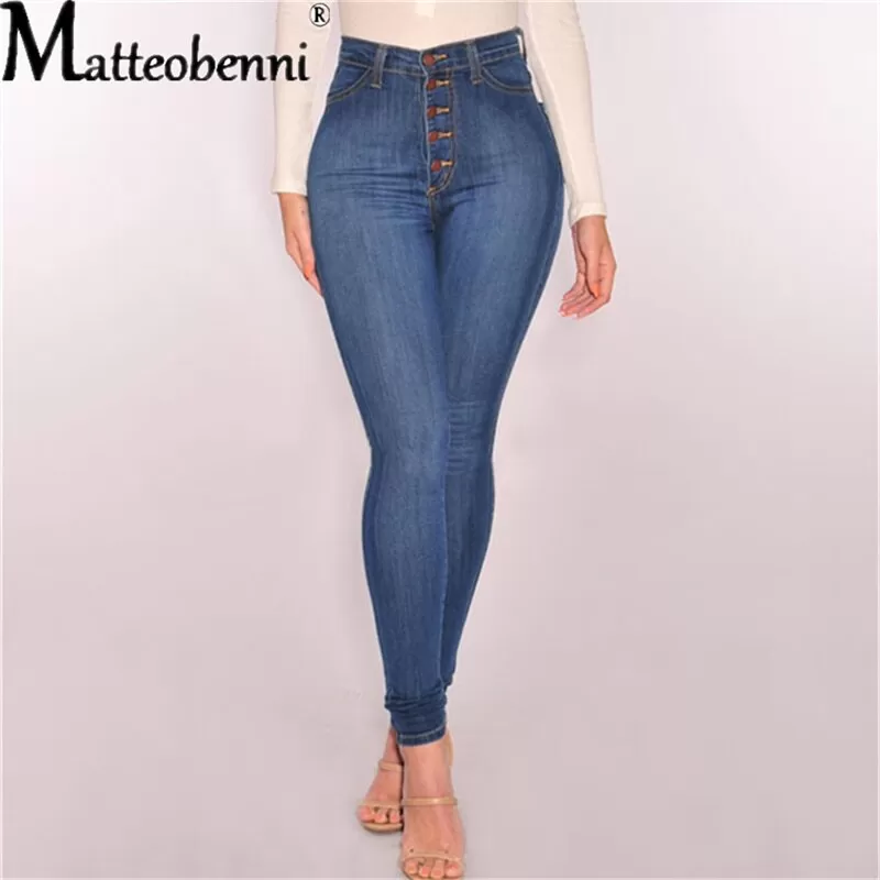 Jean taille haute extensible pour femmes