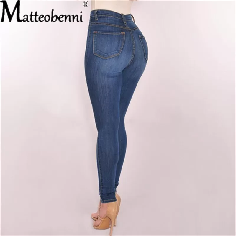 Jean taille haute extensible pour femmes