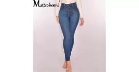 Jean taille haute extensible pour femmes