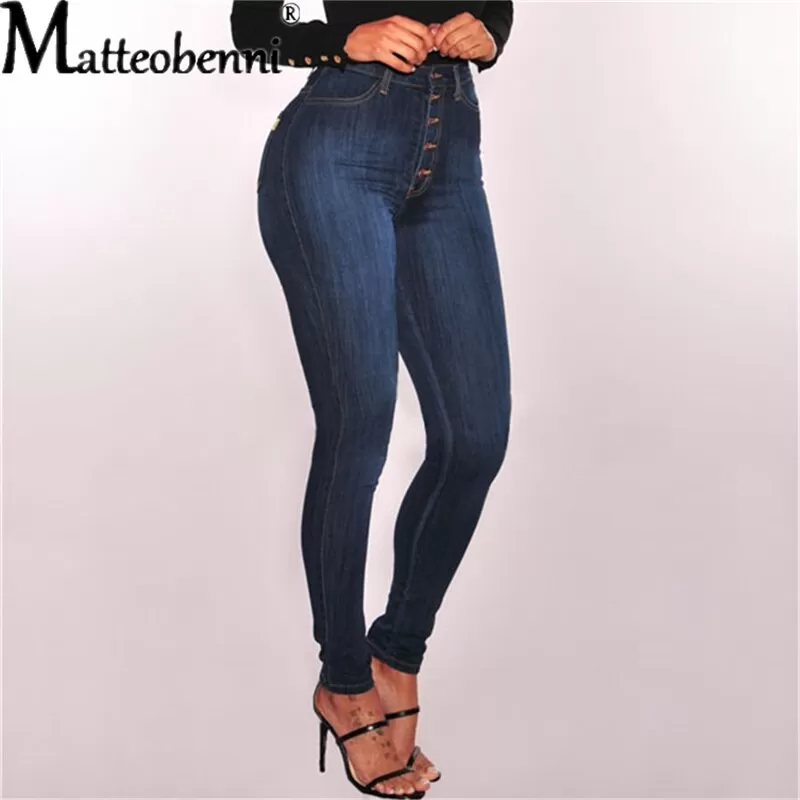 Jean taille haute extensible pour femmes