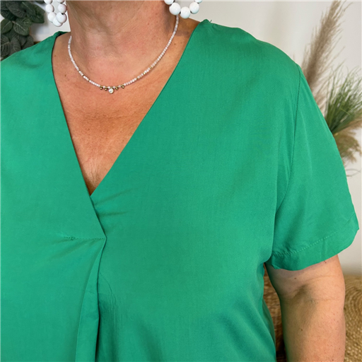 L014- Robe unie Christy (T44-T52) (vert emeraude) - Bleu Clair