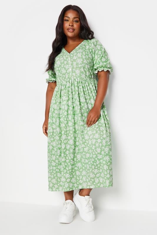 LIMITED COLLECTION - Robe Midaxi Verte Floral Vintage