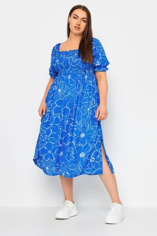 LIMITED COLLECTION - Robe Midi Bleue Floral