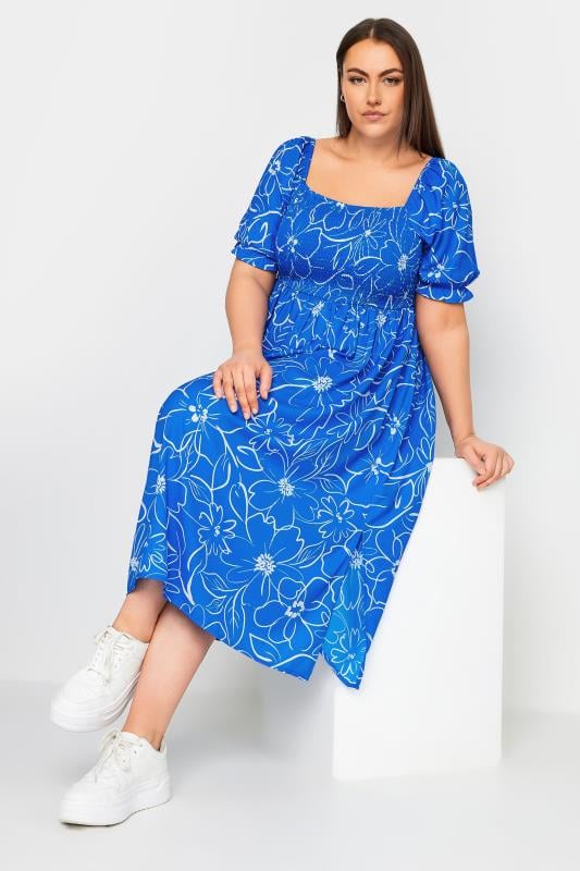 LIMITED COLLECTION - Robe Midi Bleue Floral