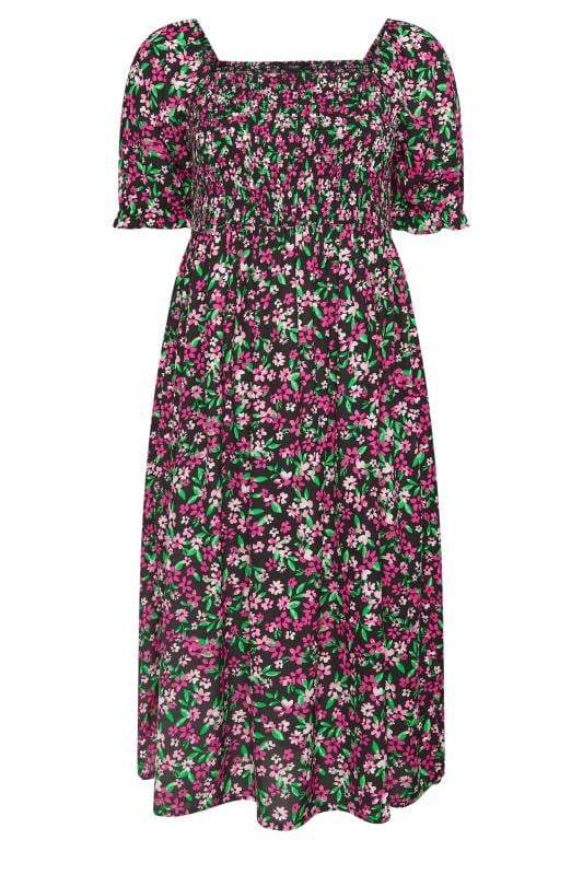 LIMITED COLLECTION - Robe Midi Noire Floral Rose