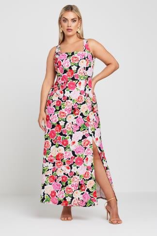 LIMITED COLLECTION - Robe Noire Maxi Floral Rose