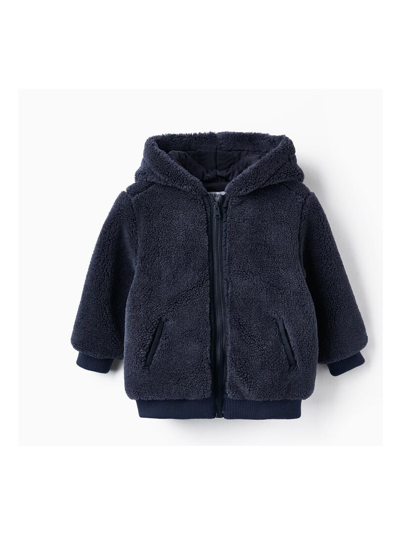 Manteau en Sherpa avec Capuche pour Bébé Garçon   ACE CLUBS - Bleu foncé