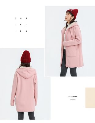 Manteau à capuche mi-long pour femme avec fourrure intérieure