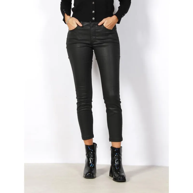 Pantalon slim enduit nico noir femme - Tiffosi | wimod