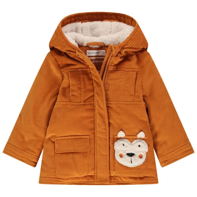 Parka en velours à poches doublée sherpa bébé garçon