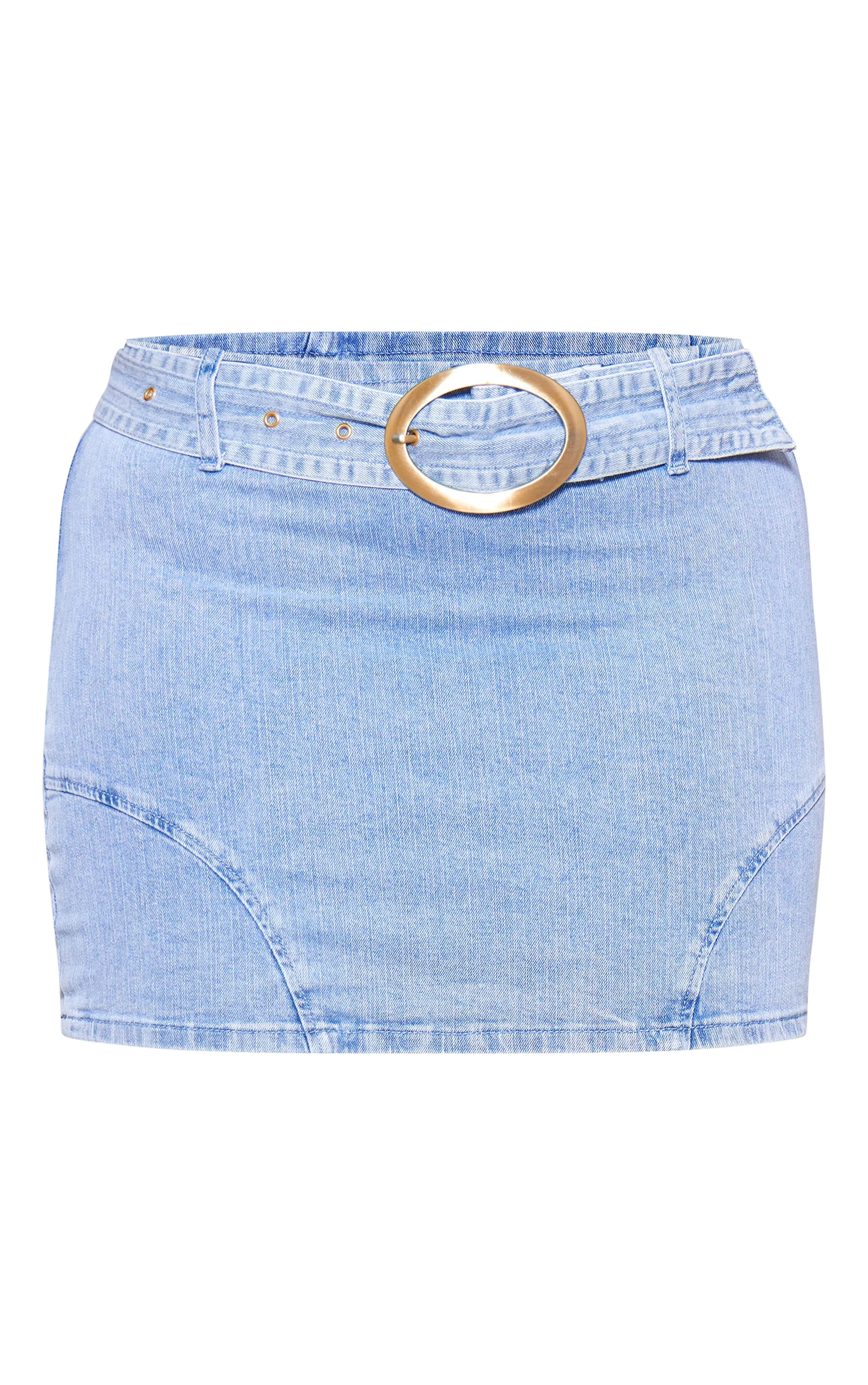 Plus Mini-jupe en jean bleu délavé à ceinture et boucle oversize