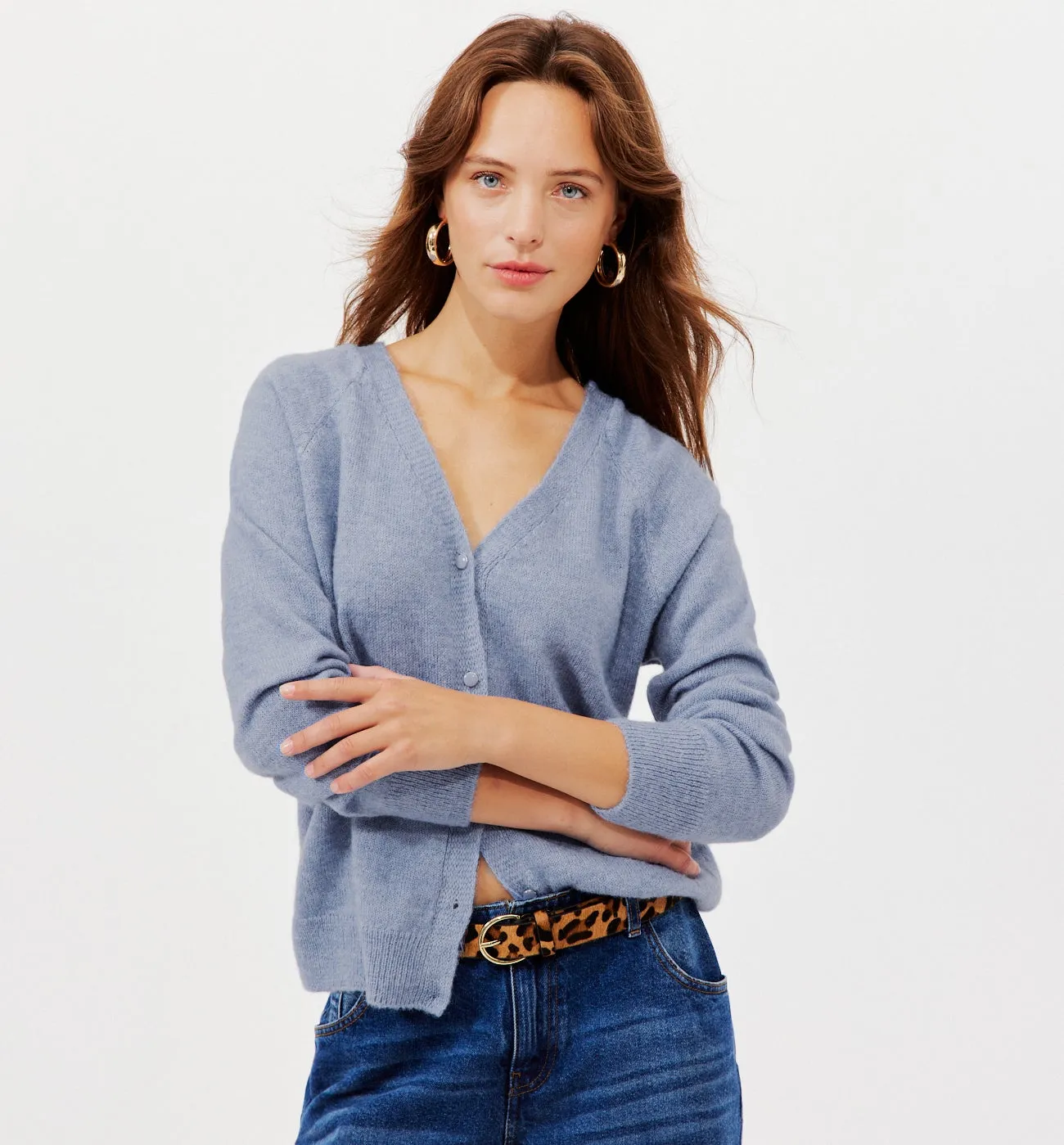 Pull / Gilet recto verso Femme - Bleu ciel