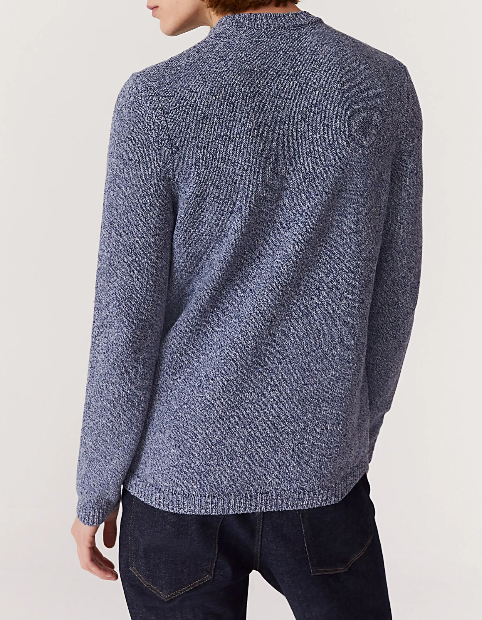 Pull bleu stone tricot mouliné Homme