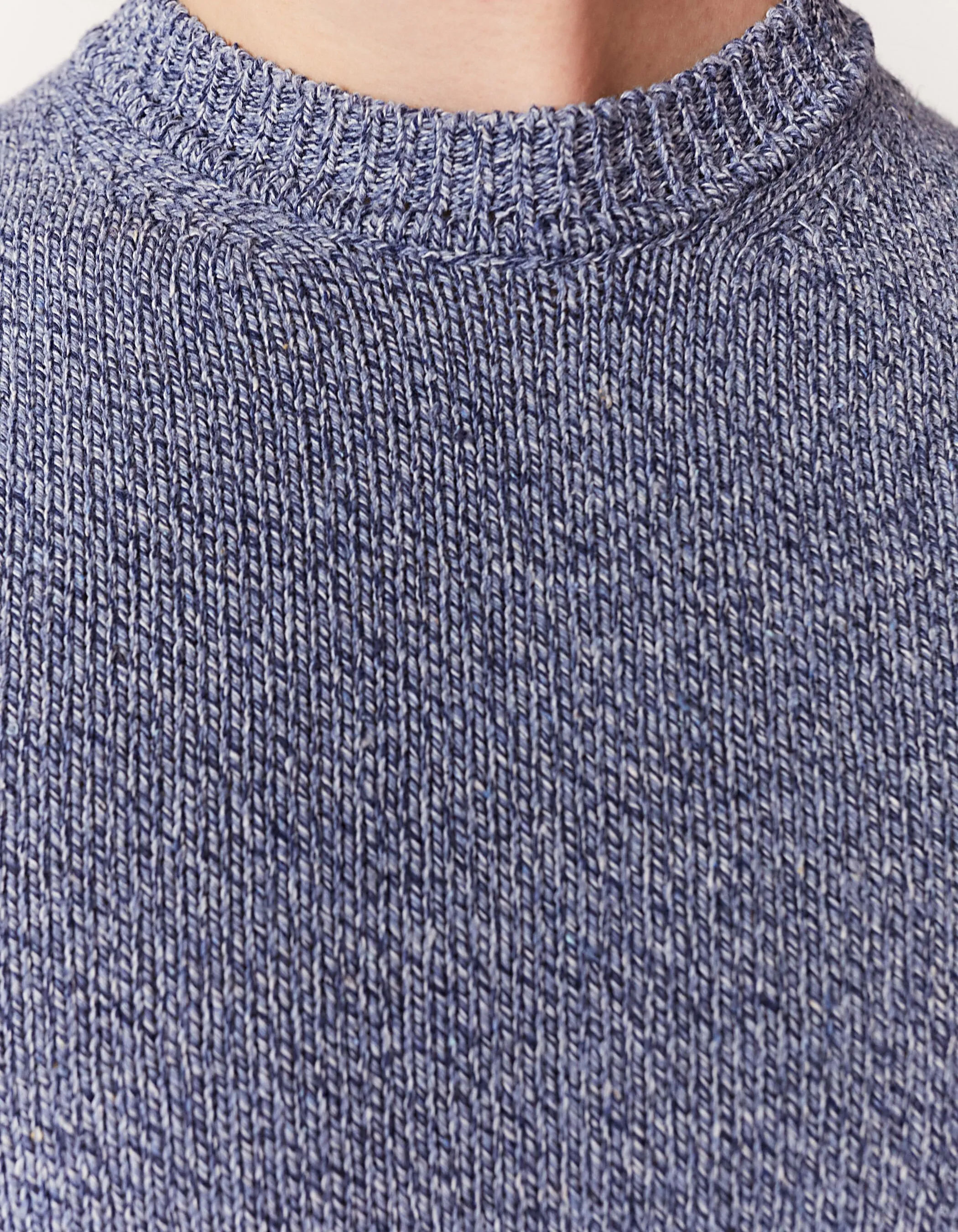 Pull bleu stone tricot mouliné Homme