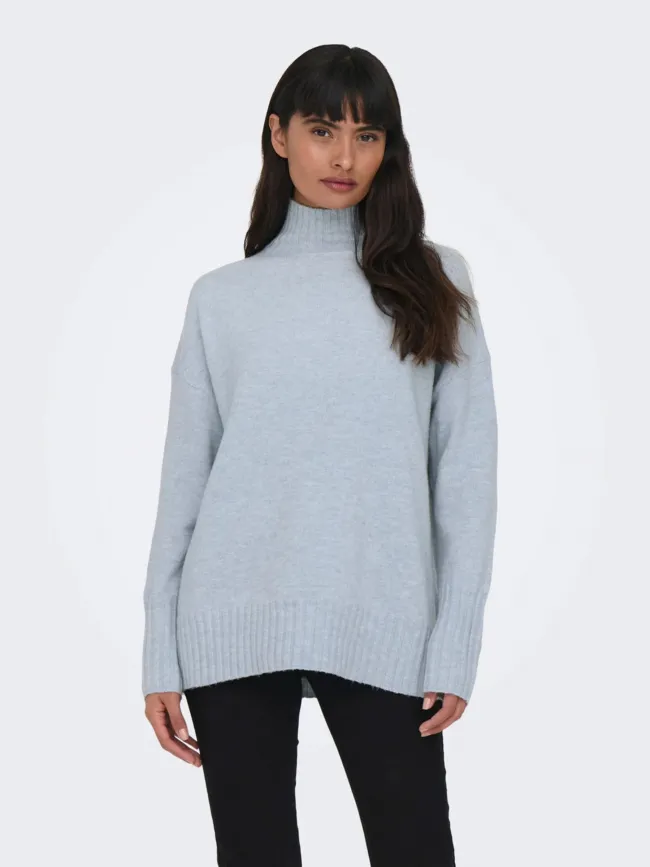 Pull col montant gabriel bleu clair femme - Only | wimod