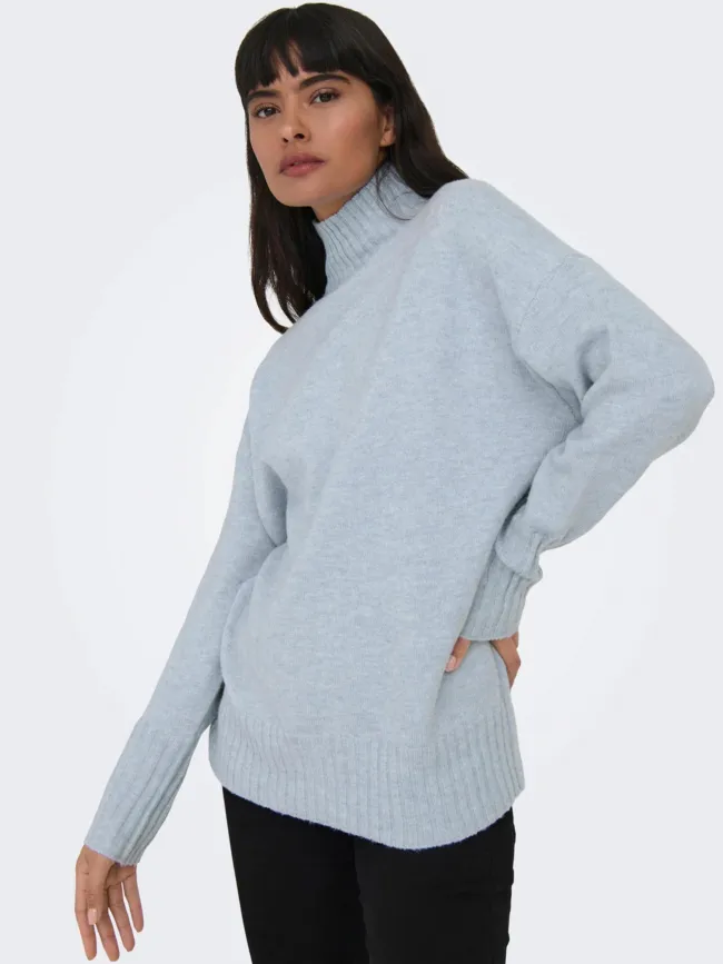 Pull col montant gabriel bleu clair femme - Only | wimod