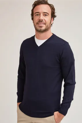 Pull en laine mérinos homme col V