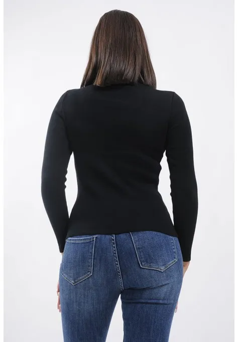 Pull fin à boutons doré chic pour femme