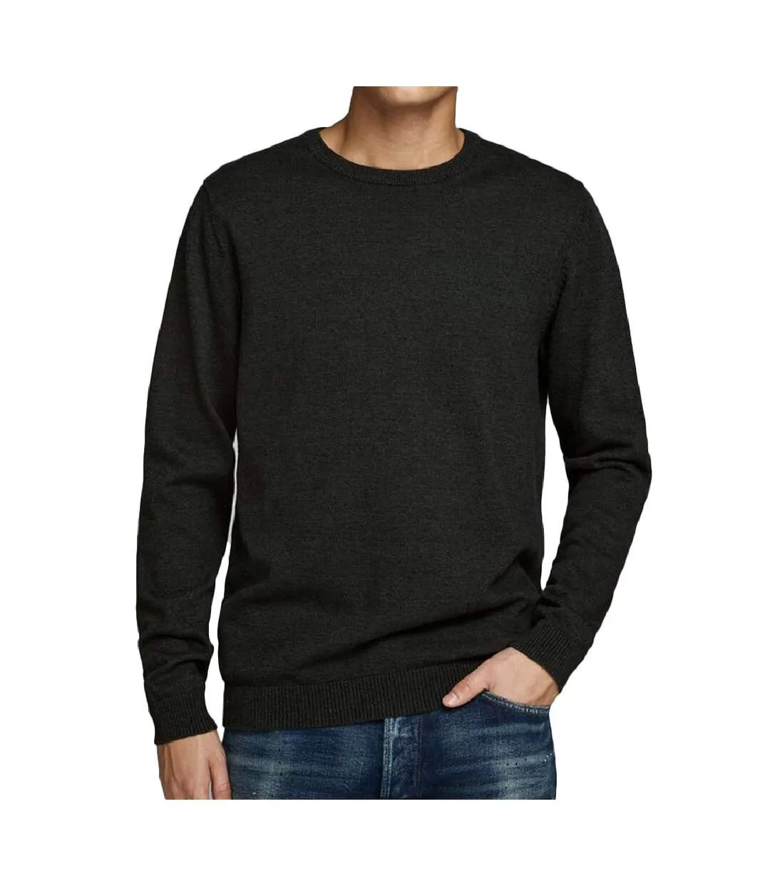 Pull Gris Foncé Homme Jack & Jones Basic Knit