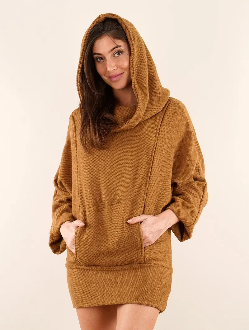 Pull long retroussable à capuche 