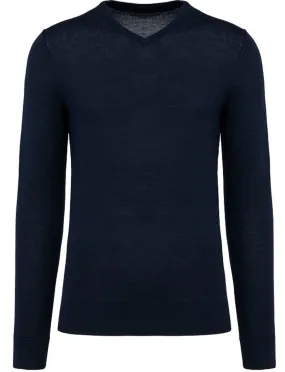 Pull Mérinos col V - Homme - PK910 - bleu marine 