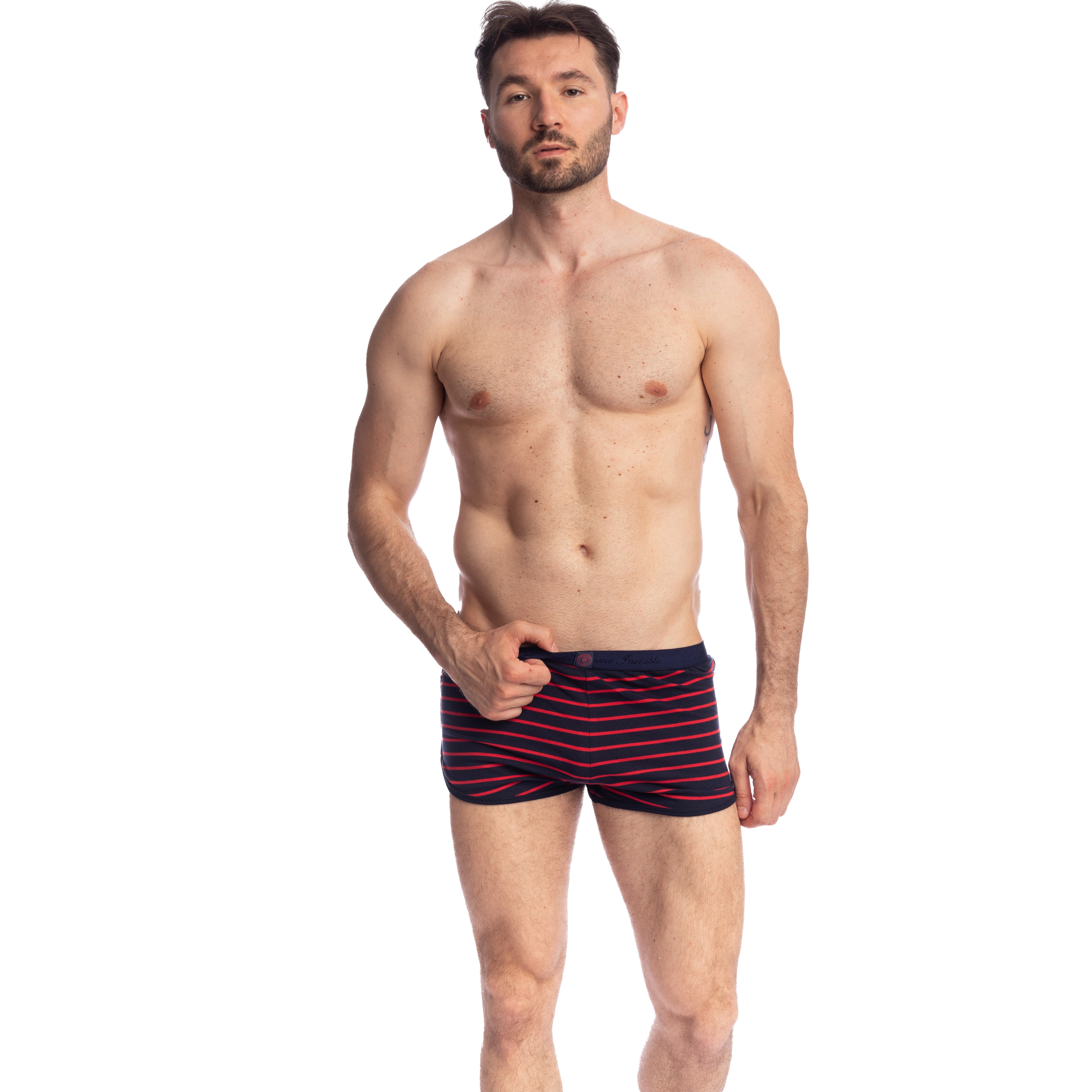 Querelle de Brest - Short Freedom bleu marine et rouge - L'Homme In...