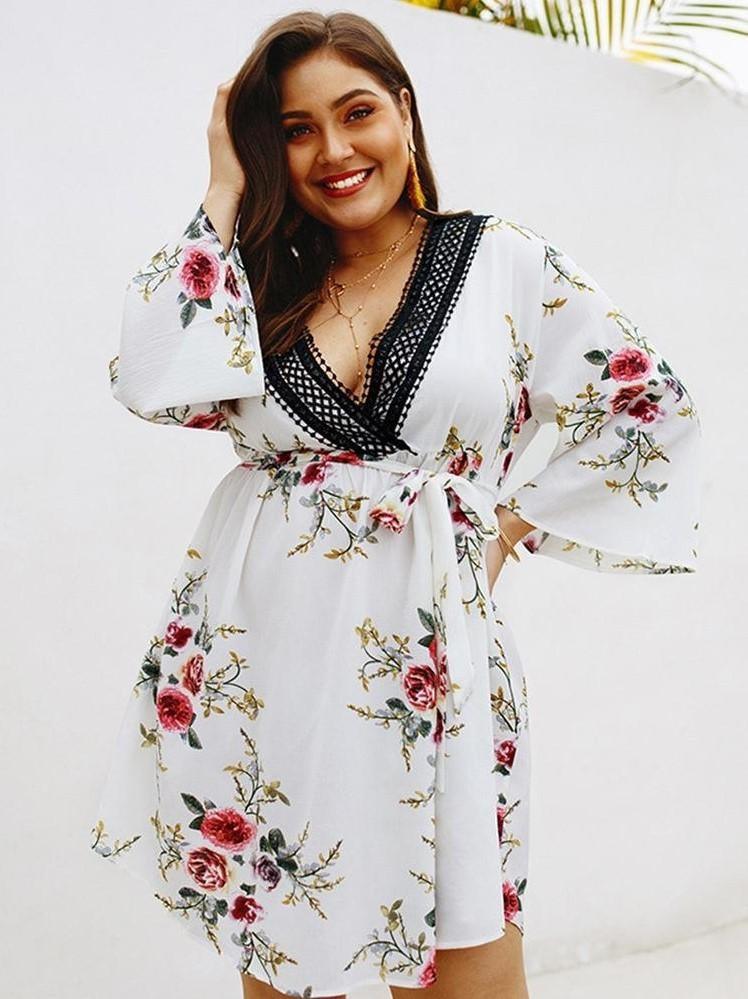 Robe Bohème Blanche à Fleurs