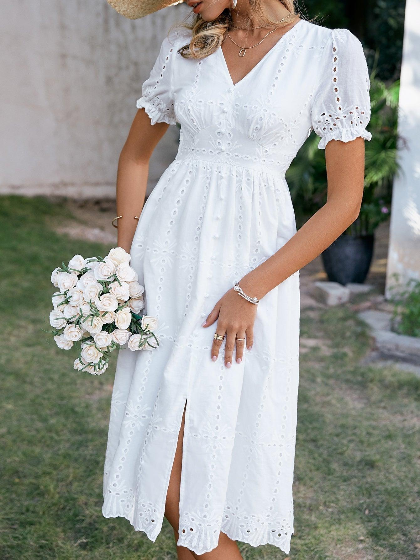 Robe Bohème En Coton Blanc