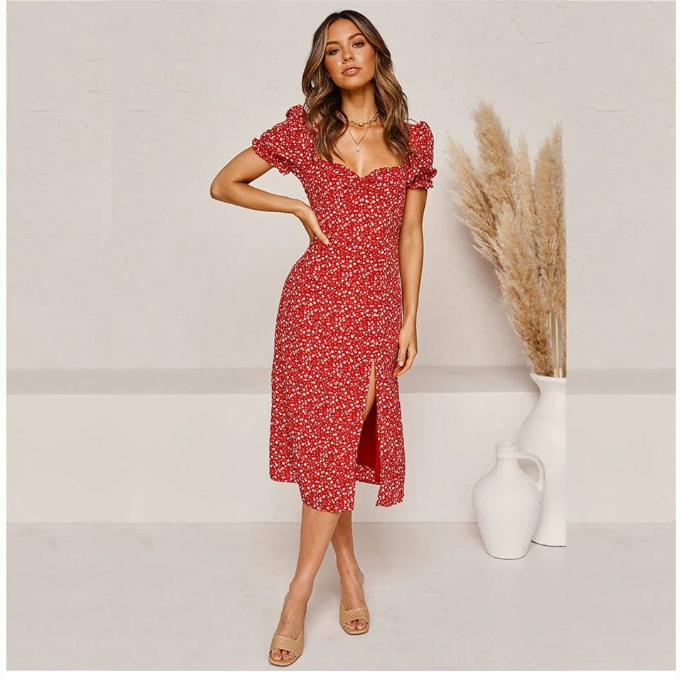 Robe Bohème Longue Rouge Fendue