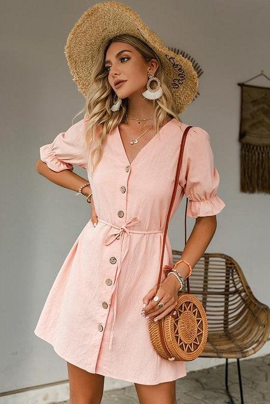 Robe Bohème Rose Boutonée